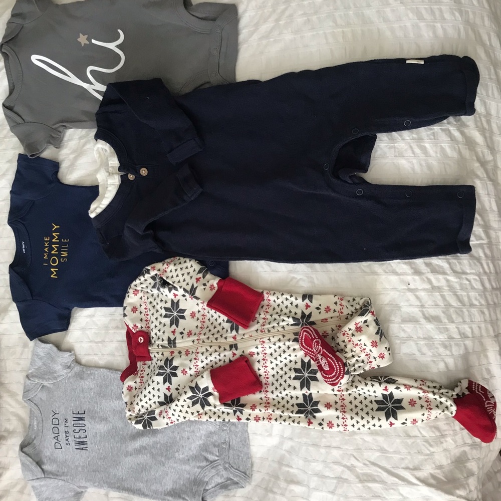 Burt’s Bees and Carters Baby clothes assortment